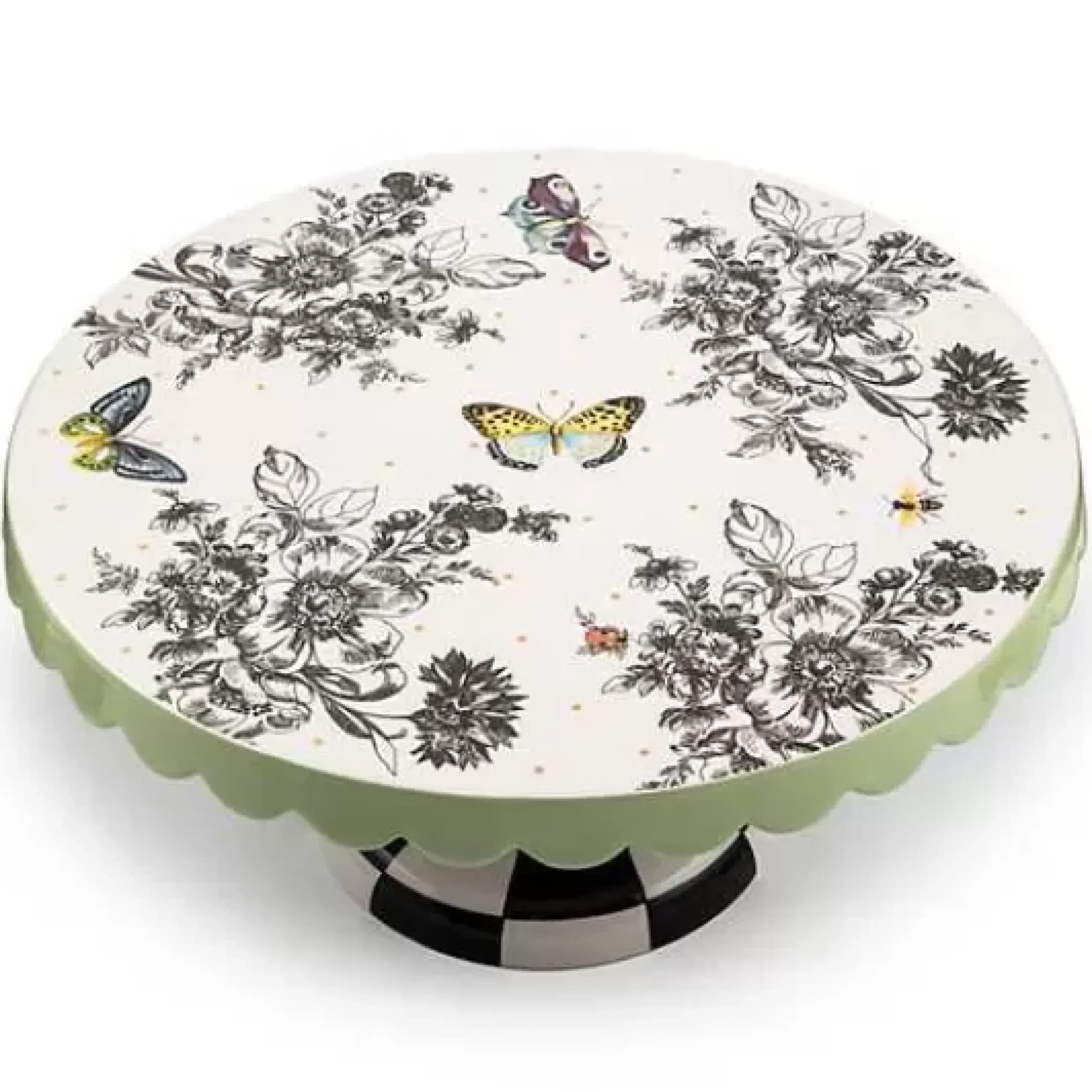 MacKenzie-Childs Butterfly Toile Large Pedestal Platter< Serveware