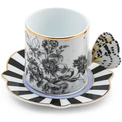 MacKenzie-Childs Butterfly Toile Mug Saucer Set< Spring|The Coffee Shop