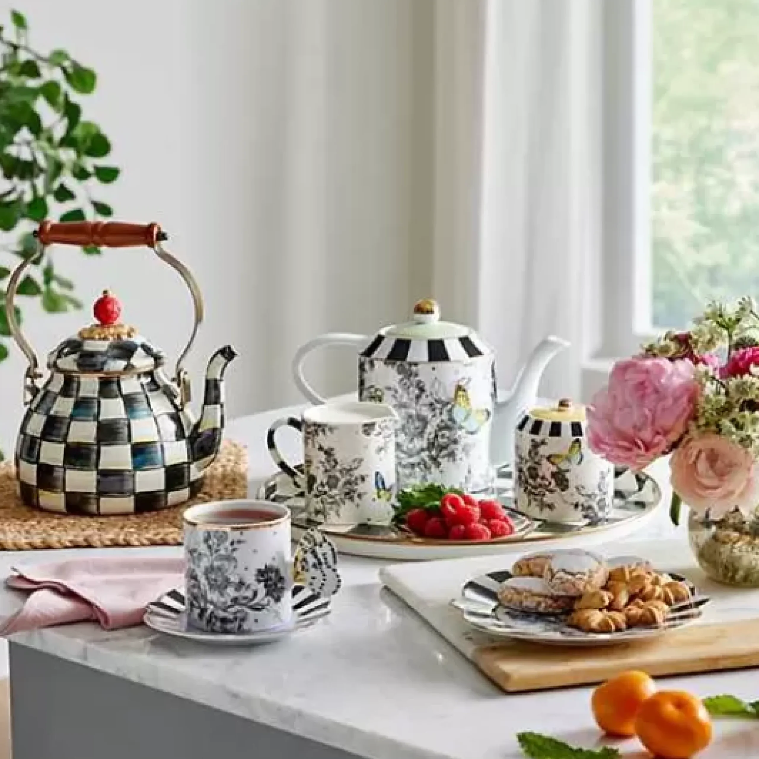 MacKenzie-Childs Butterfly Toile Mug Saucer Set< Spring|The Coffee Shop
