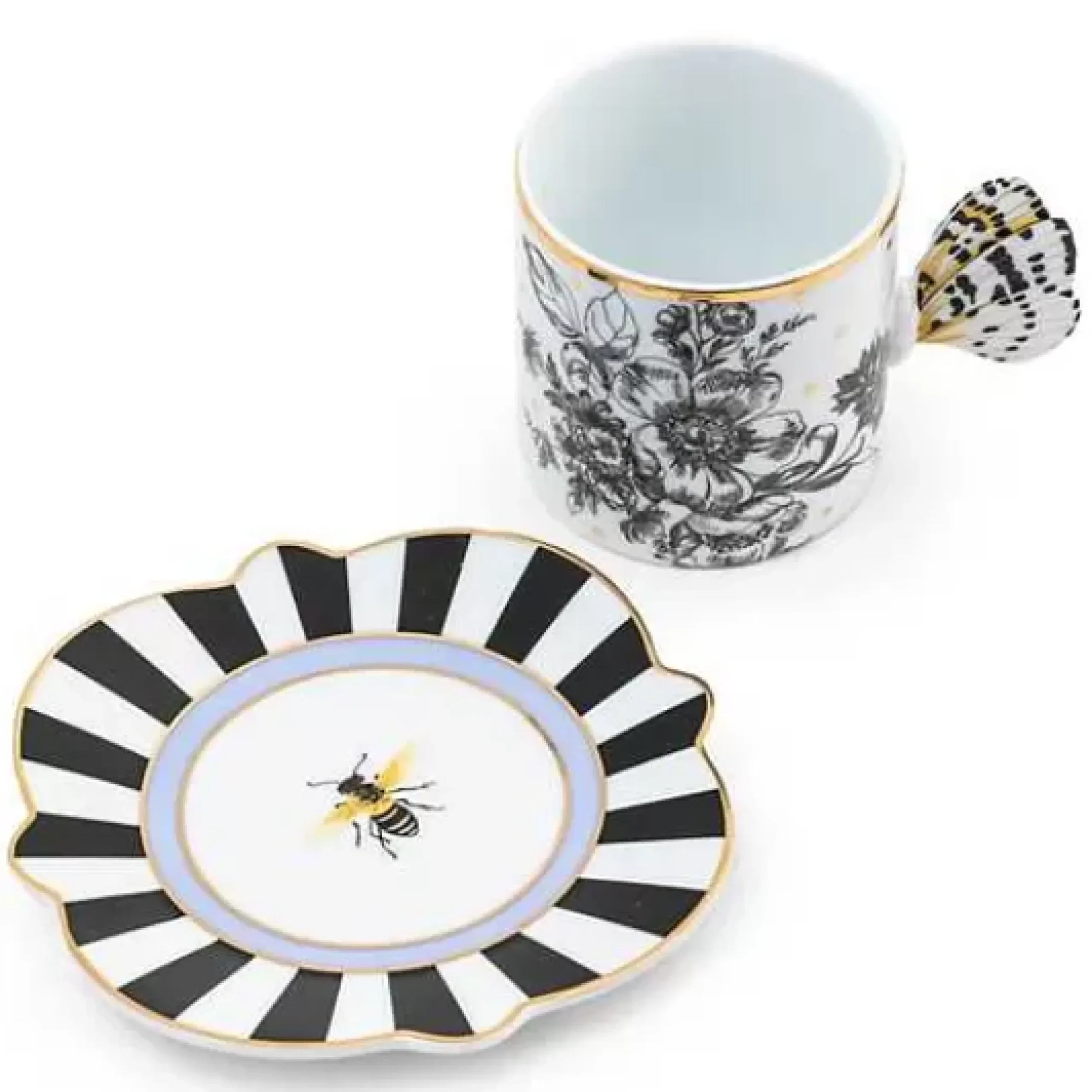 MacKenzie-Childs Butterfly Toile Mug Saucer Set< Spring|The Coffee Shop