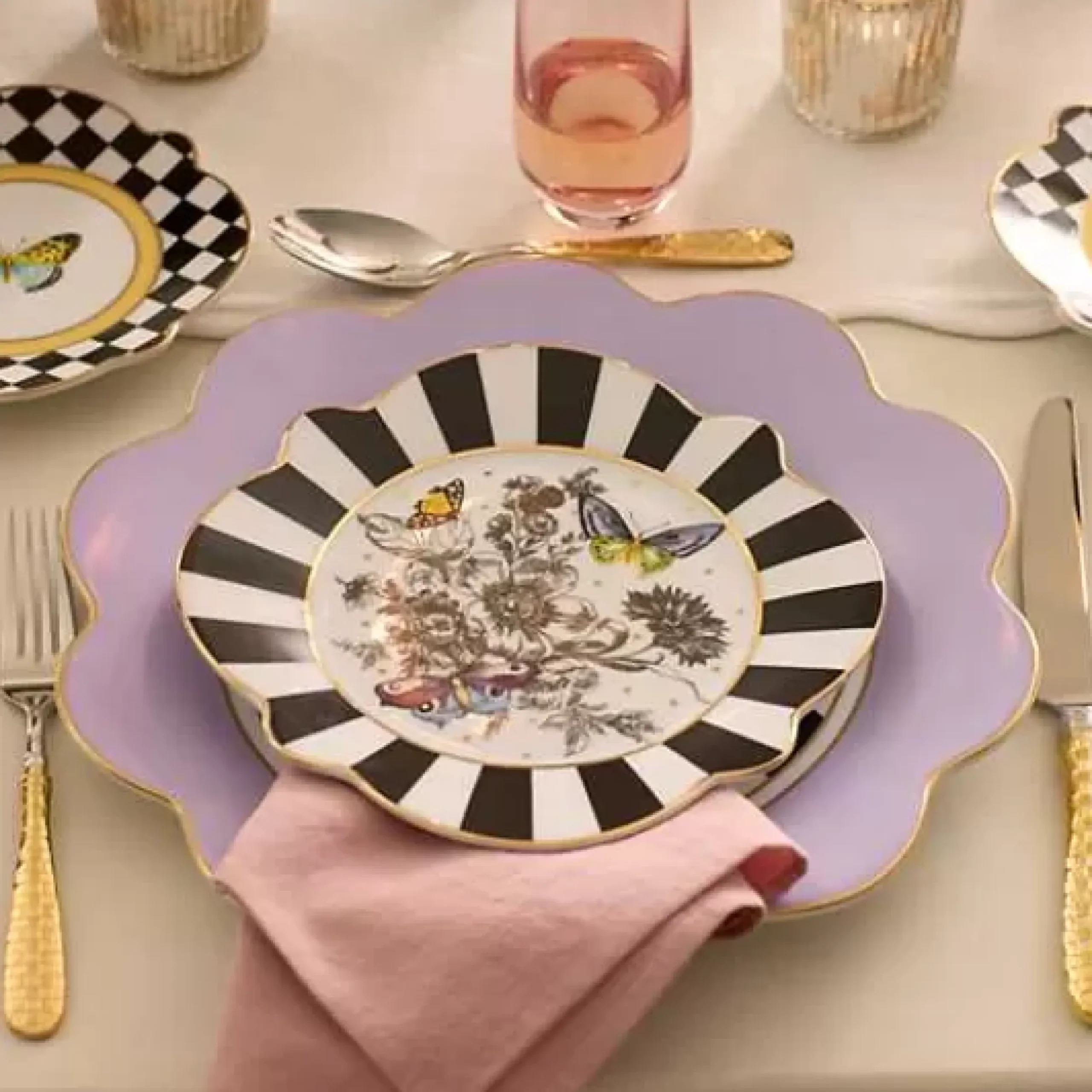 MacKenzie-Childs Butterfly Toile Salad Plate< Spring|Dinnerware & Flatware