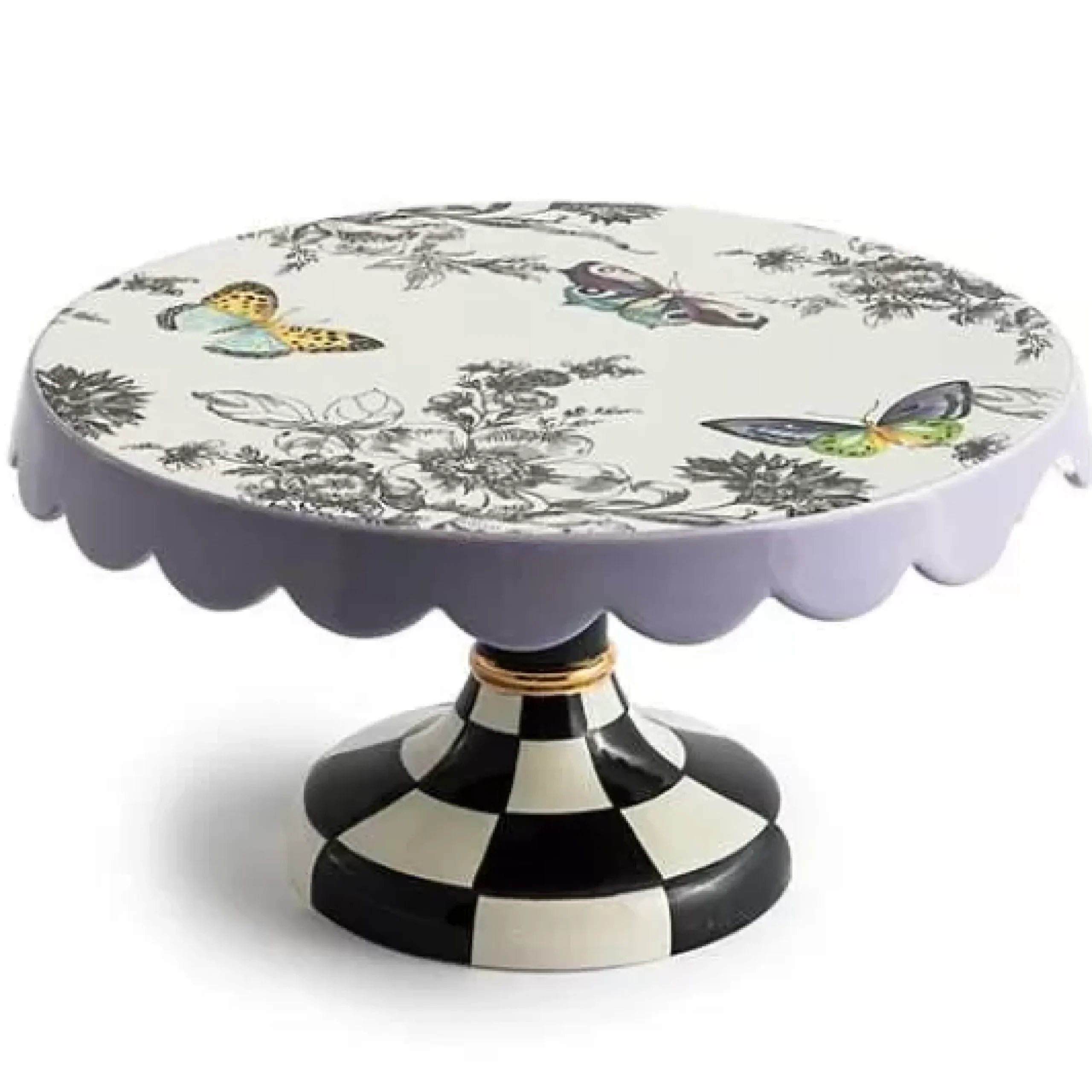 MacKenzie-Childs Butterfly Toile Small Pedestal Platter< Spring|Serveware