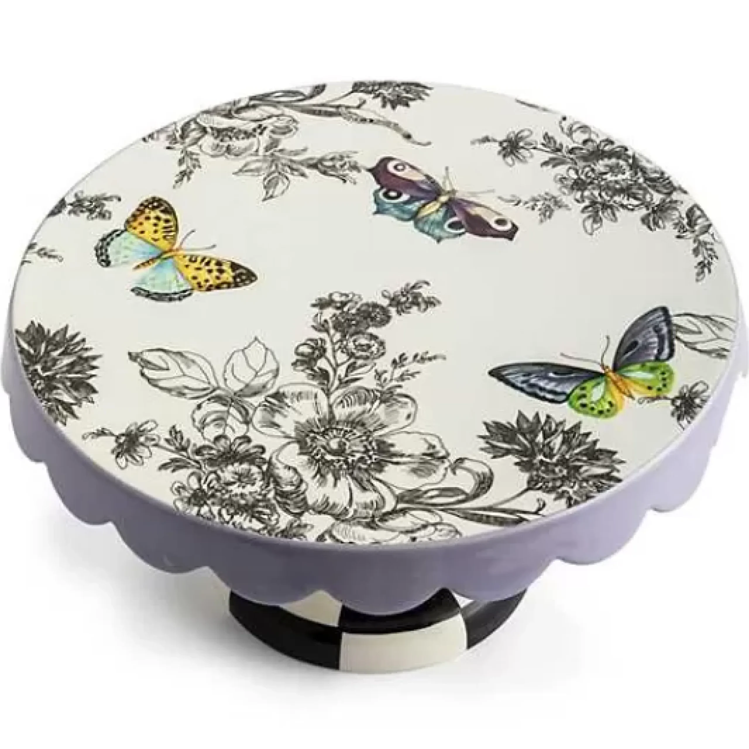 MacKenzie-Childs Butterfly Toile Small Pedestal Platter< Spring|Serveware
