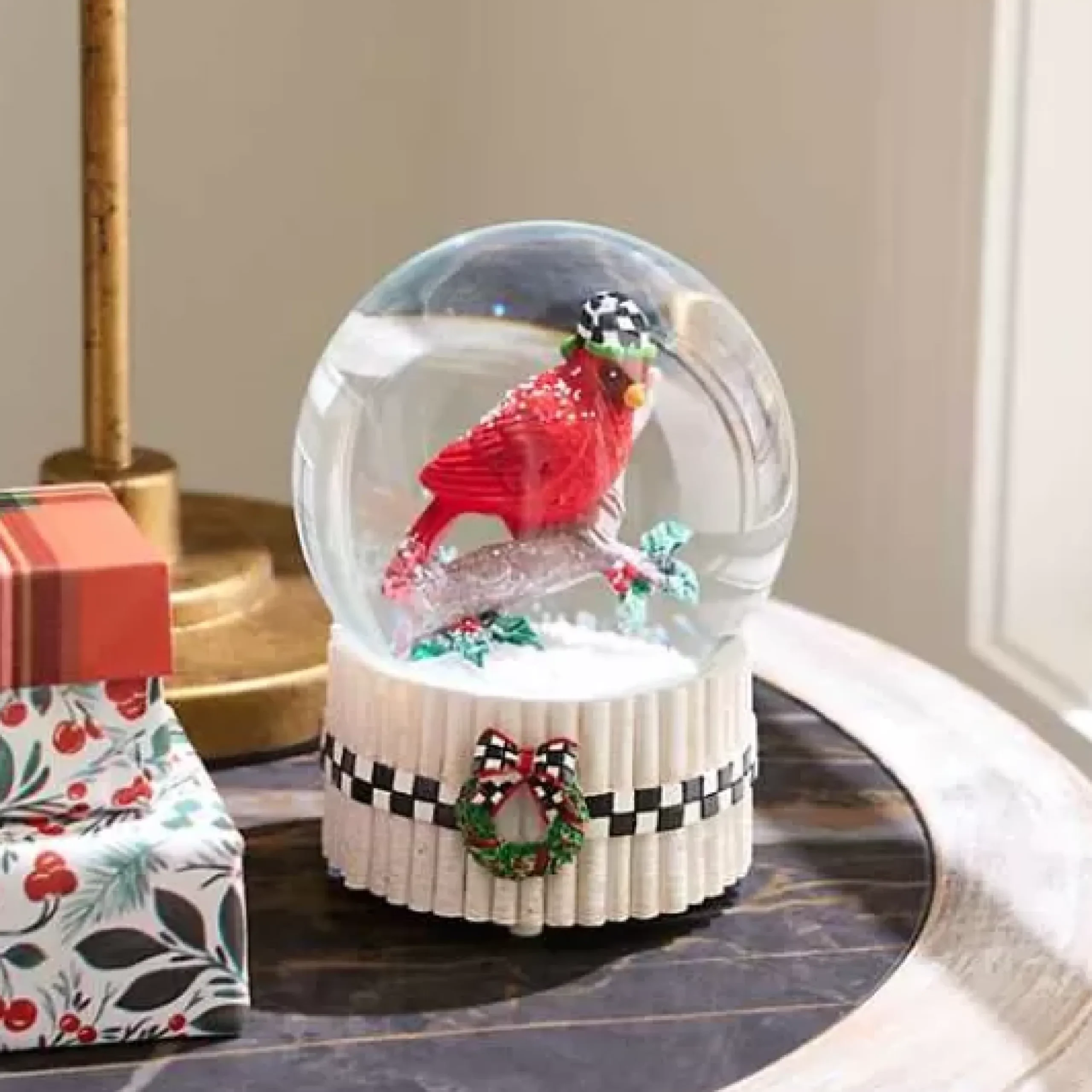 MacKenzie-Childs Cardinal Snow Globe< Holiday|Room Accents
