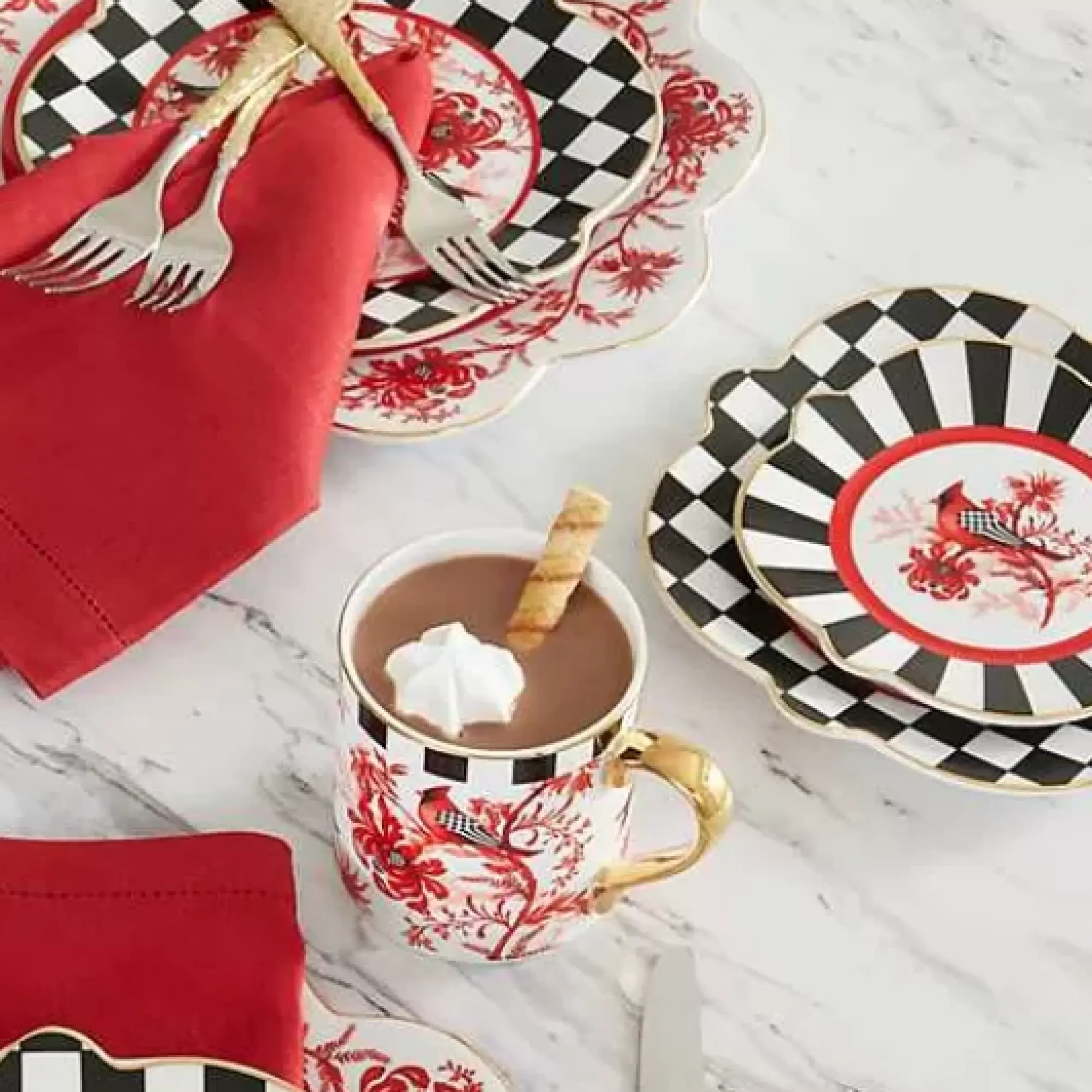 MacKenzie-Childs Cardinal Toile Bread Butter Plate< Holiday|Dinnerware & Flatware
