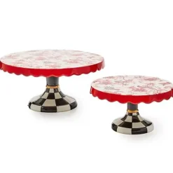 MacKenzie-Childs Cardinal Toile Large Pedestal Platter< Serveware