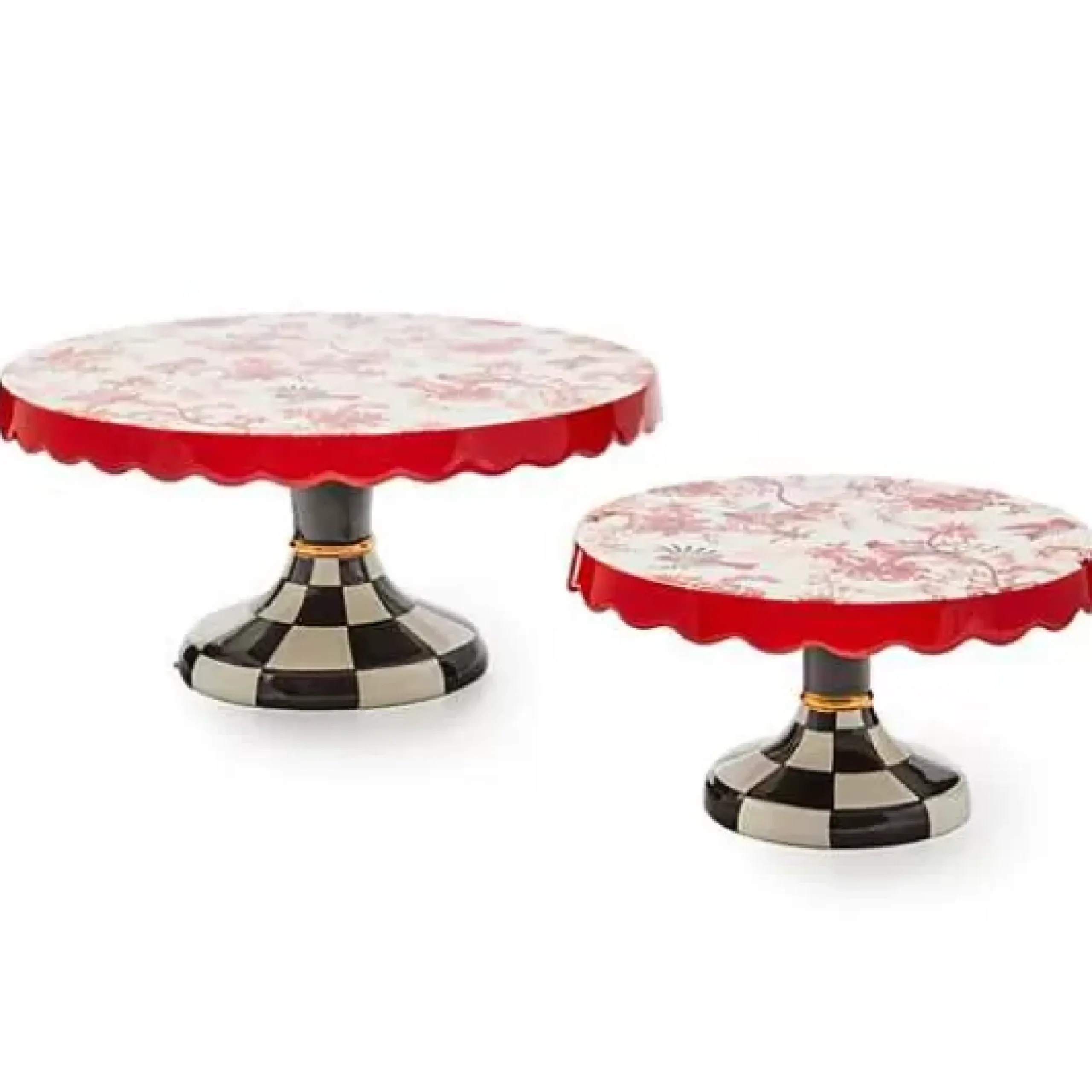 MacKenzie-Childs Cardinal Toile Large Pedestal Platter< Serveware