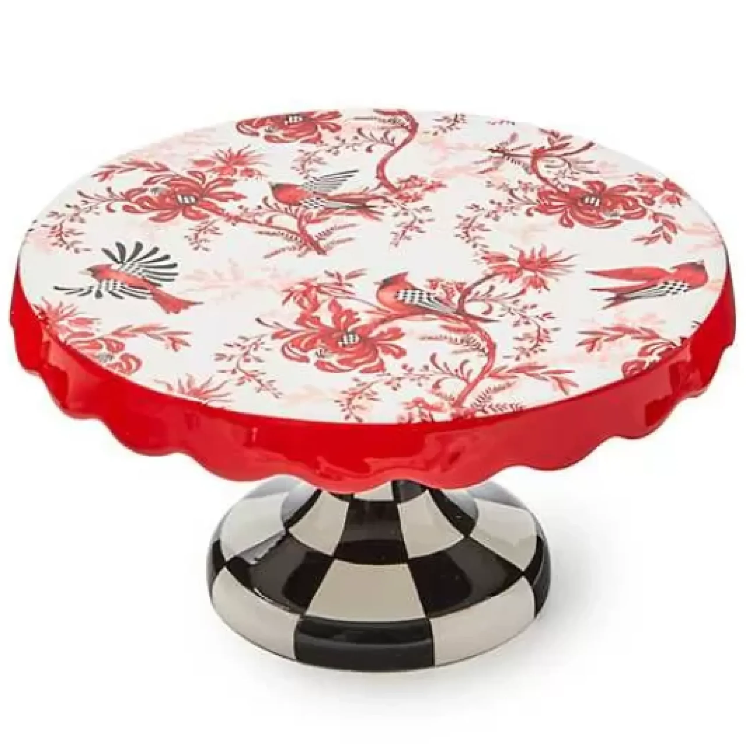 MacKenzie-Childs Cardinal Toile Small Pedestal Platter< Serveware