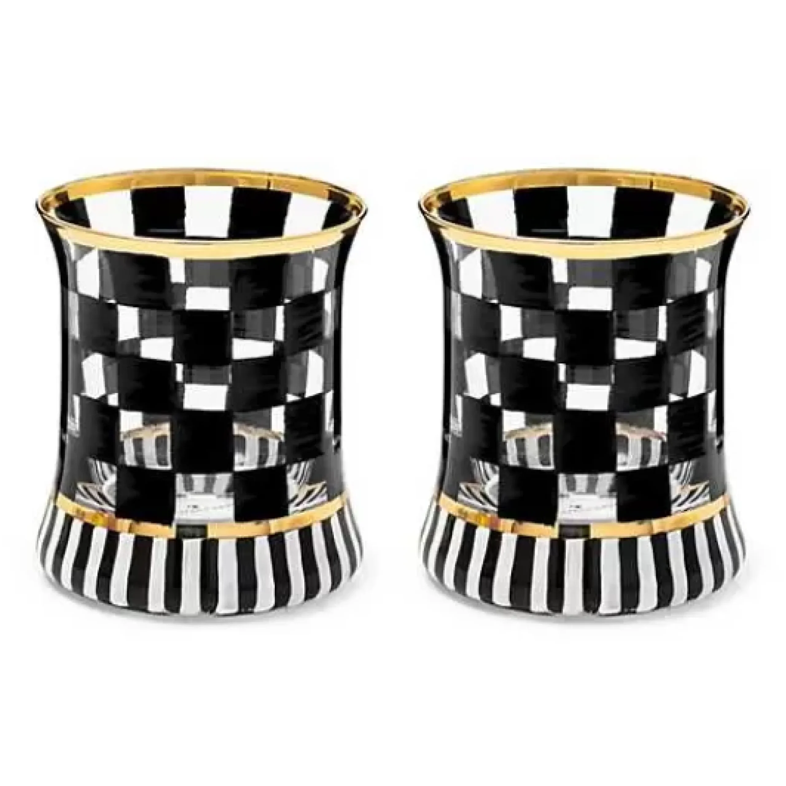 MacKenzie-Childs Carnival Black Tumbler Glass, Set of 2< Fall Entertaining|Drinkware