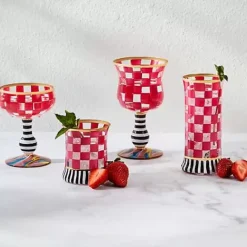 MacKenzie-Childs Carnival Fuchsia Coupe Glass< Spring|Drinkware