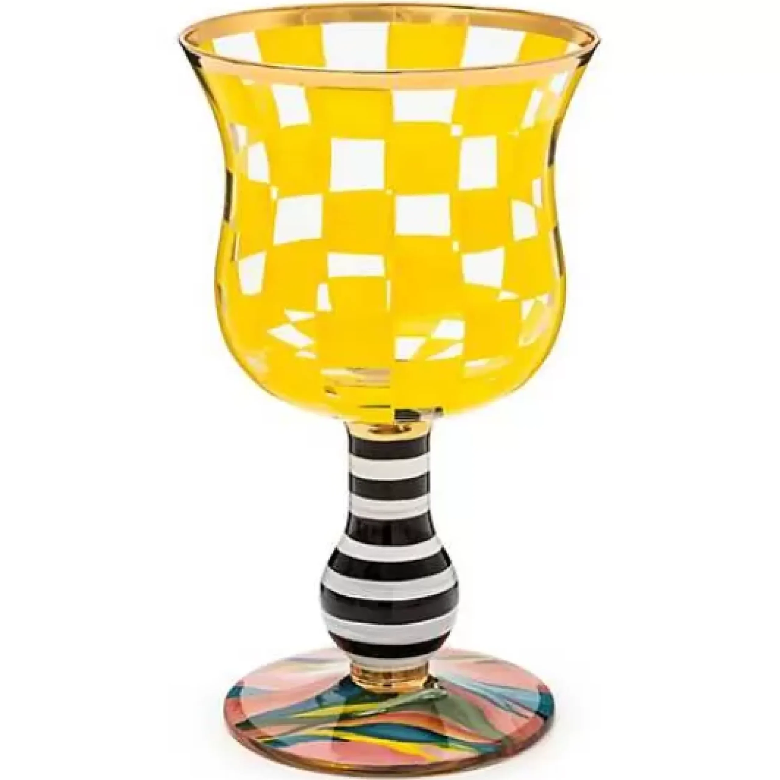 MacKenzie-Childs Carnival Yellow Wine Glass< Easter|Spring