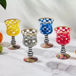 MacKenzie-Childs Carnival Yellow Wine Glass< Easter|Spring