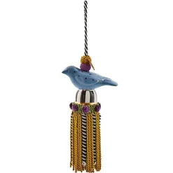 MacKenzie-Childs Cerulean Blue Ceramic Bird Tassel< Room Accents|Finishing Touches