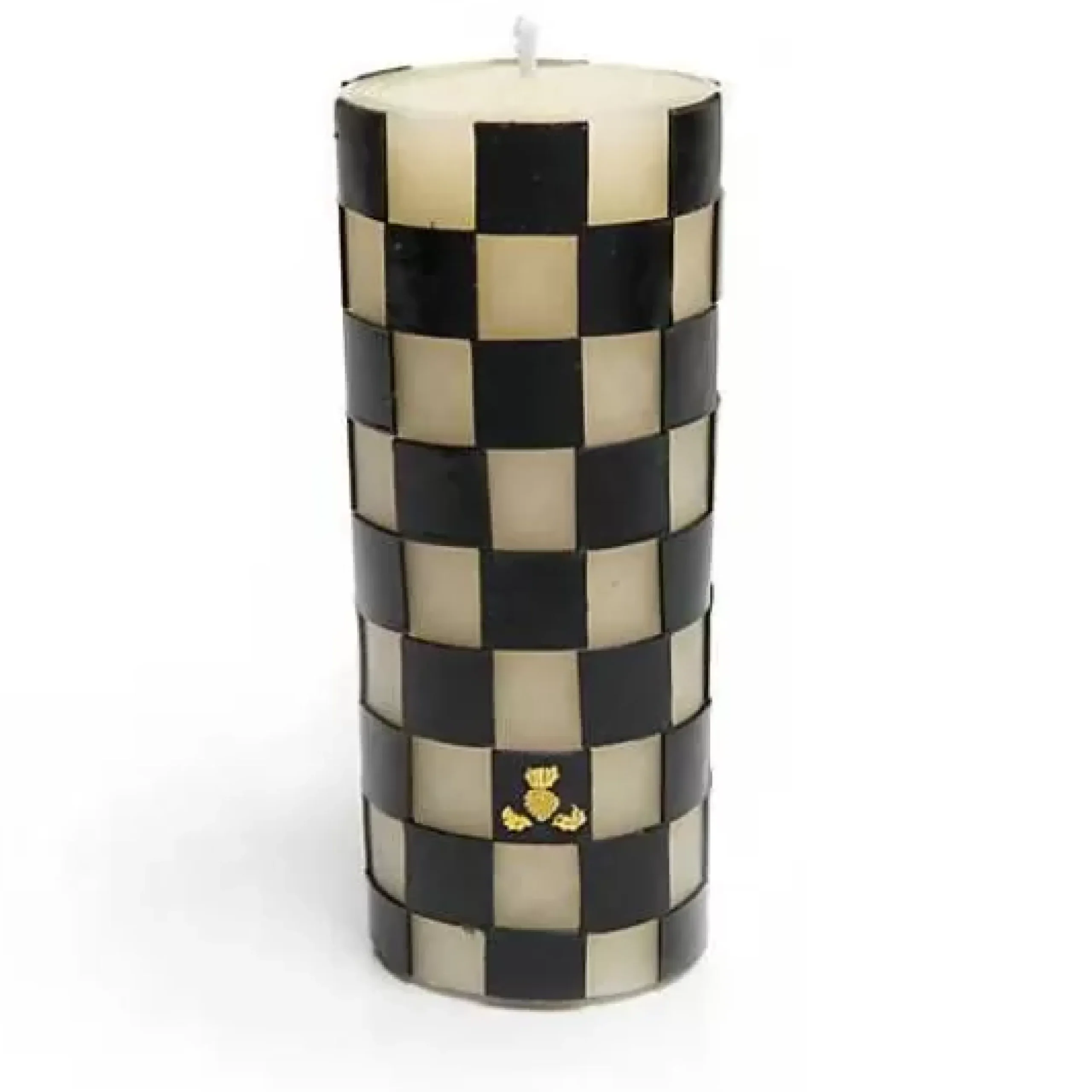 MacKenzie-Childs Check 6 Black Pillar Candle< Candles & Fragrances|Table Accessories