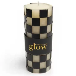 MacKenzie-Childs Check 6 Black Pillar Candle< Candles & Fragrances|Table Accessories