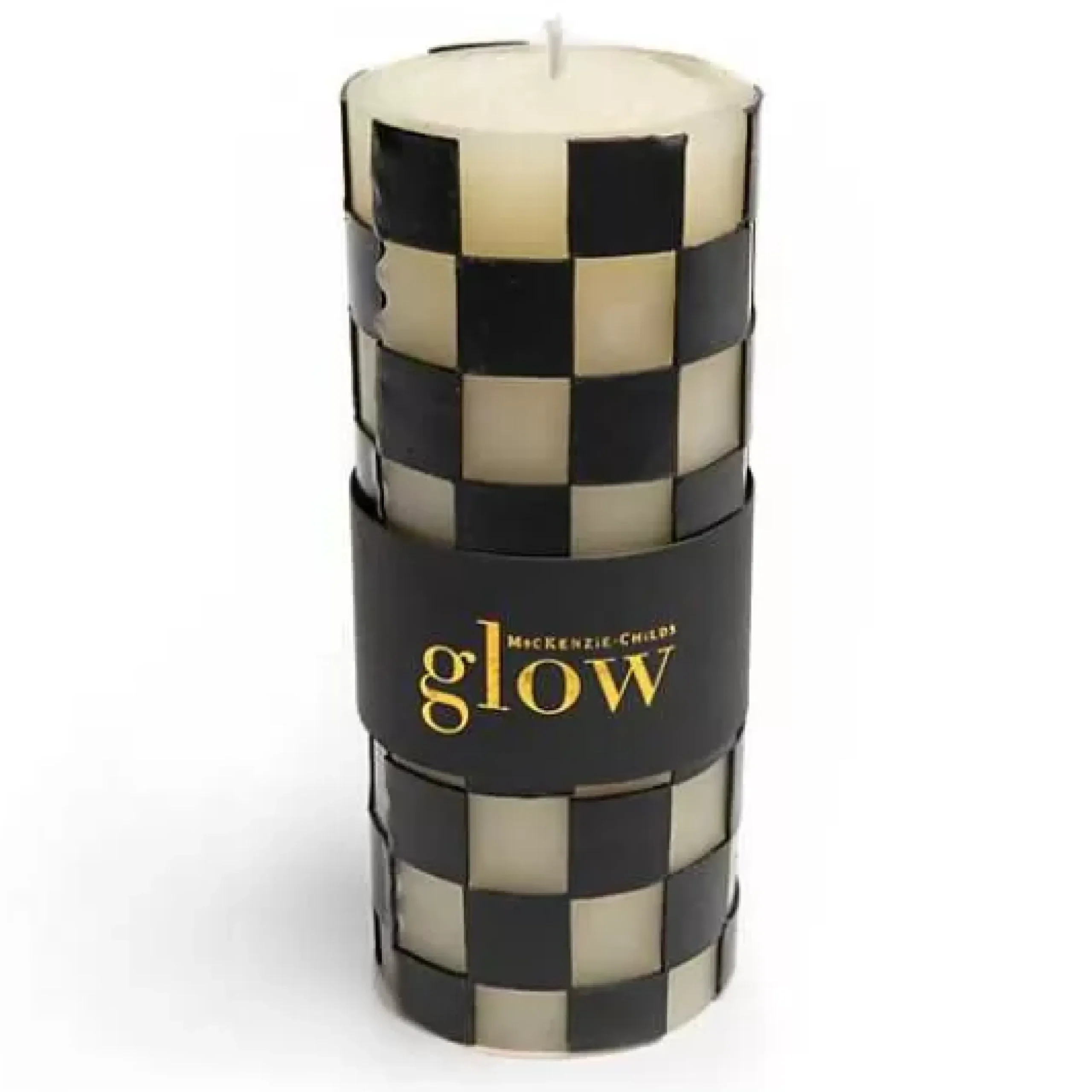 MacKenzie-Childs Check 6 Black Pillar Candle< Candles & Fragrances|Table Accessories