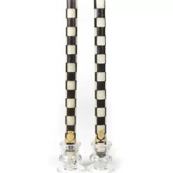 MacKenzie-Childs Check Black Ivory Dinner Candles, Set of 2< Candles & Fragrances|Table Accessories