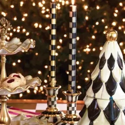 MacKenzie-Childs Check Black Ivory Dinner Candles, Set of 2< Candles & Fragrances|Table Accessories