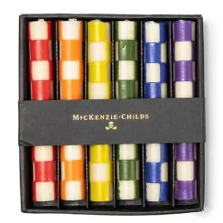 MacKenzie-Childs Check Rainbow Mini Dinner Candles, Set of 6< Candles & Fragrances|Table Accessories
