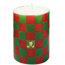 MacKenzie-Childs Check Red Green 4 Pillar Candle< Candles & Fragrances