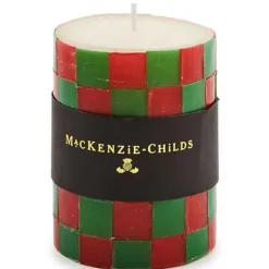 MacKenzie-Childs Check Red  Green 4 Pillar Candle< Candles & Fragrances