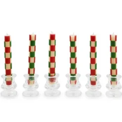 MacKenzie-Childs Check Red Green Mini Dinner Candles, Set of 6< Holiday|Candles & Fragrances