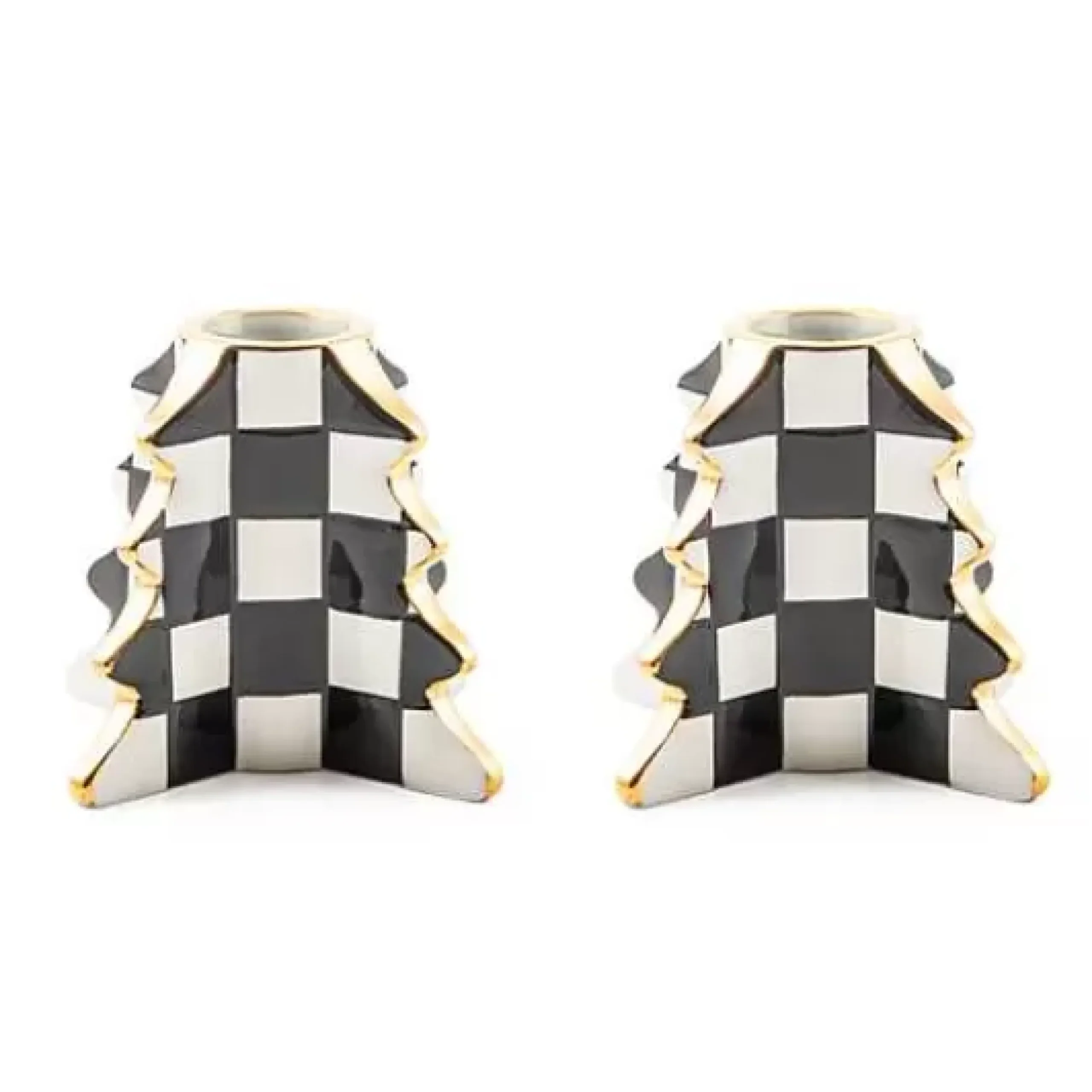 MacKenzie-Childs Check Tree Candle Holders, Set of 2< Holiday|Candles & Fragrances