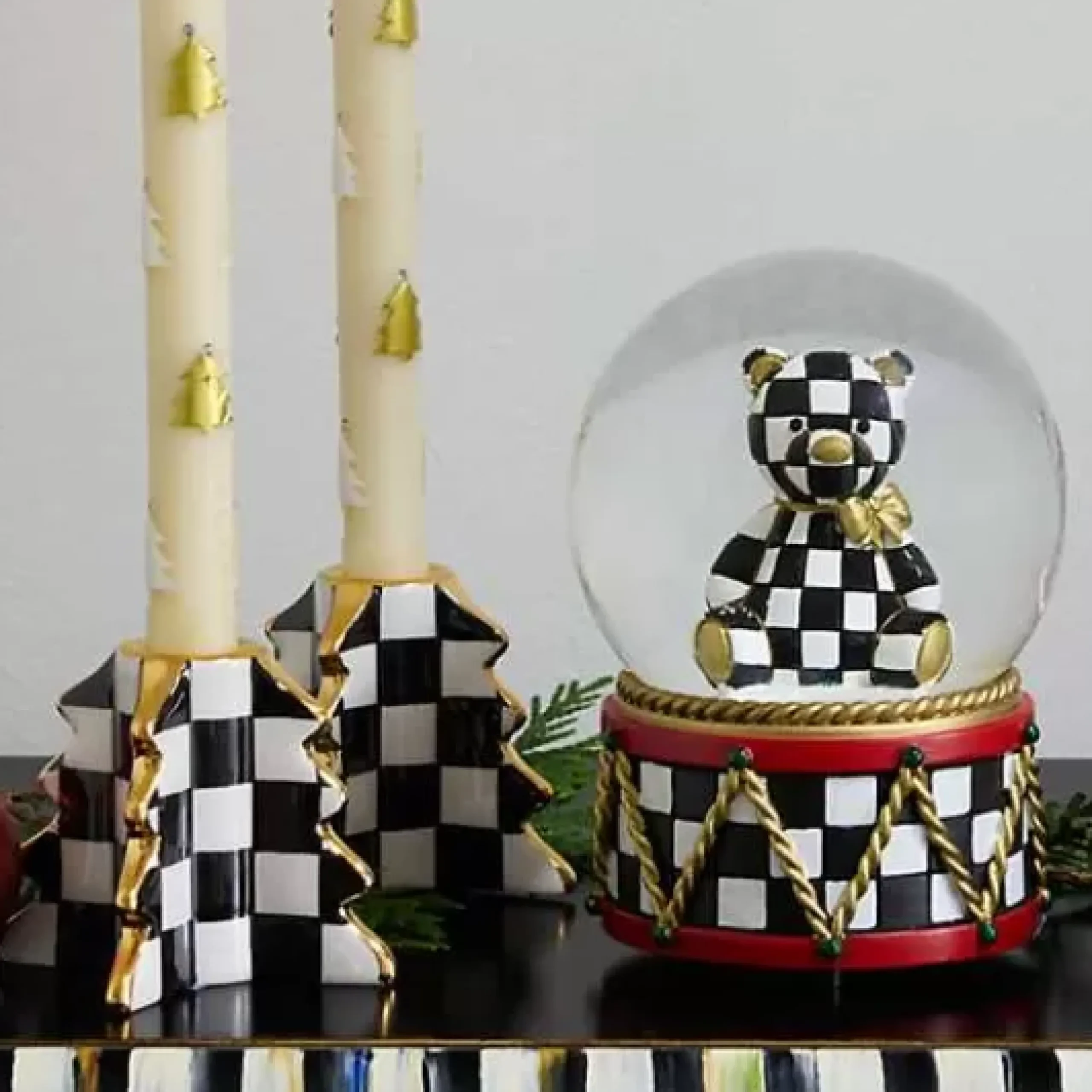MacKenzie-Childs Check Tree Candle Holders, Set of 2< Holiday|Candles & Fragrances