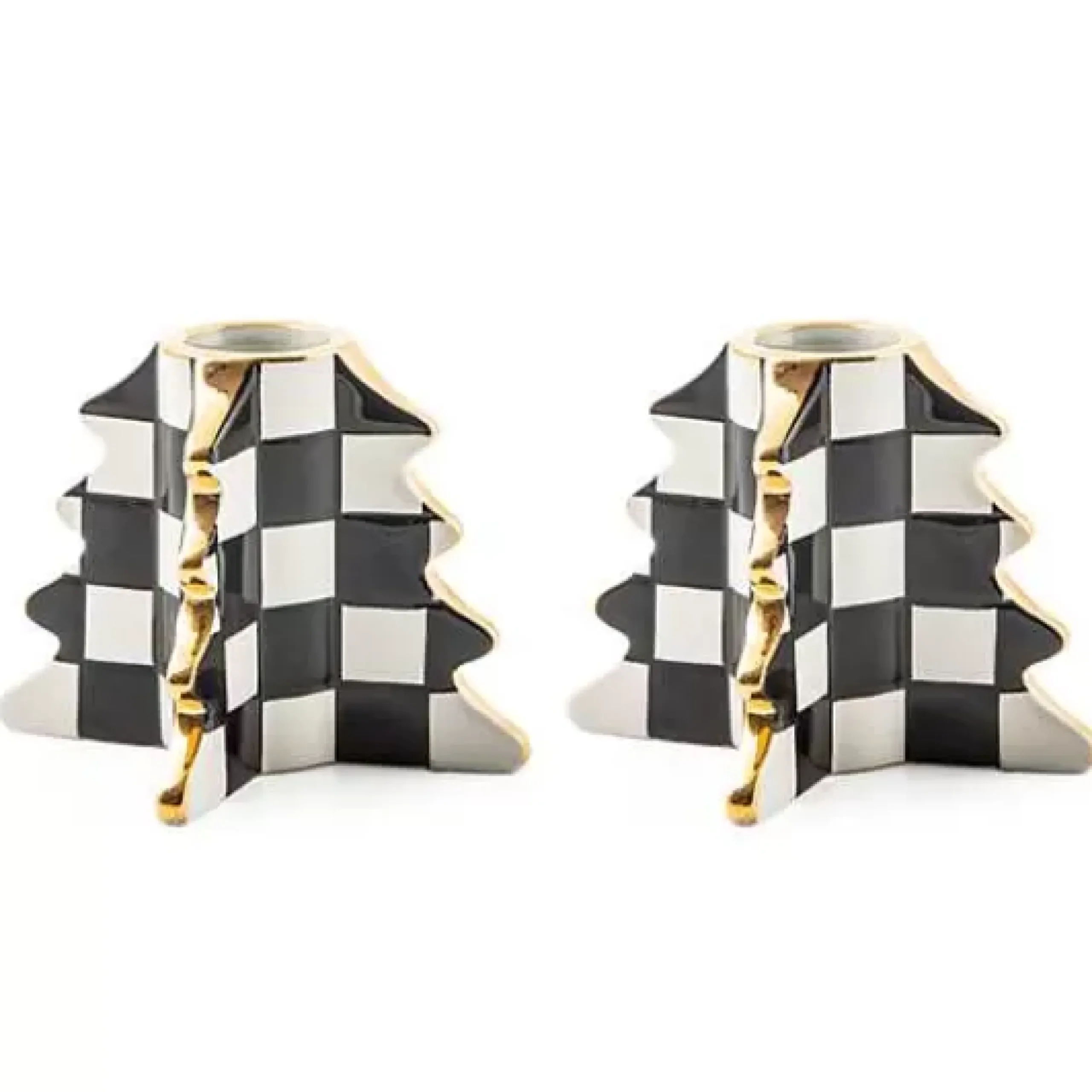 MacKenzie-Childs Check Tree Candle Holders, Set of 2< Holiday|Candles & Fragrances