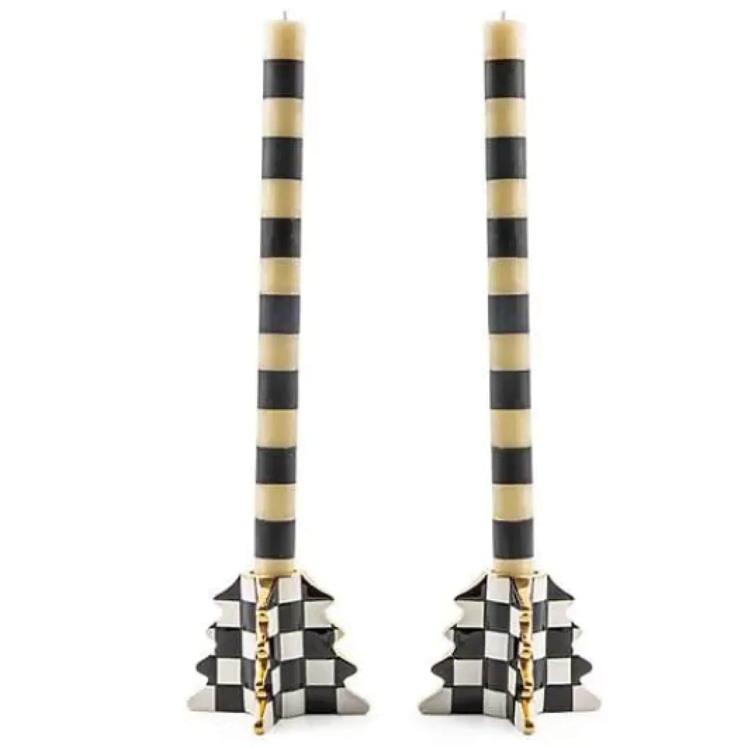 MacKenzie-Childs Check Tree Candle Holders, Set of 2< Holiday|Candles & Fragrances