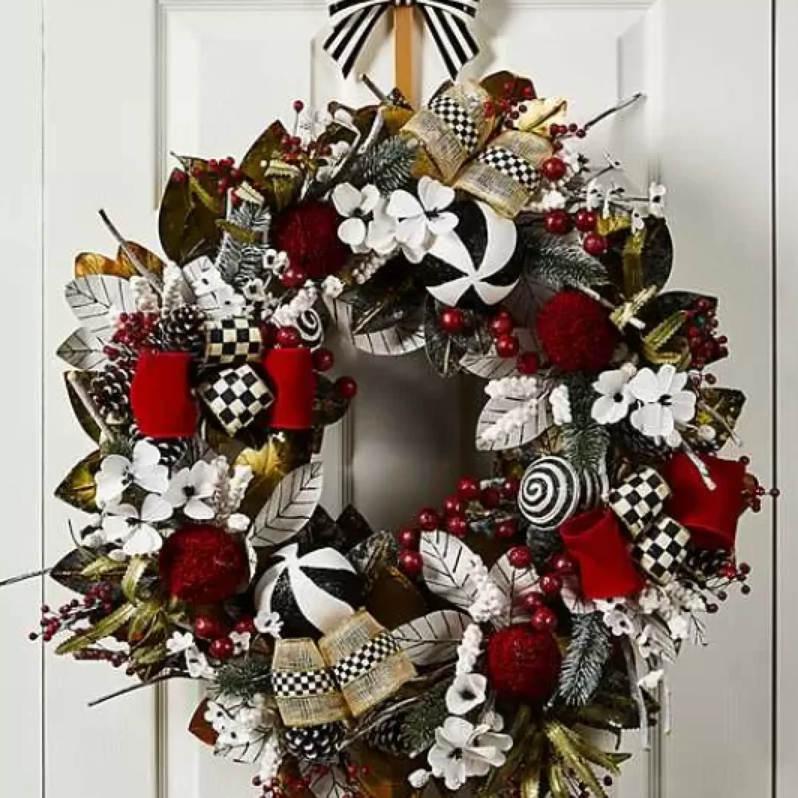 MacKenzie-Childs Checkmate Christmas Wreath< Holiday|Greenery & Florals