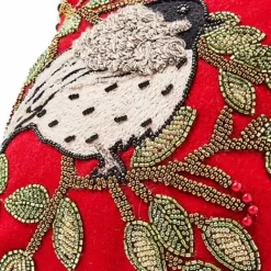 MacKenzie-Childs Chickadee Beaded Throw Pillow< Pillows, Throws, & Cushions