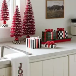MacKenzie-Childs Christmas Gift Lidded Boxes  Tray Set< Kitchen & Dining Sets|Kitchen Storage & Organization