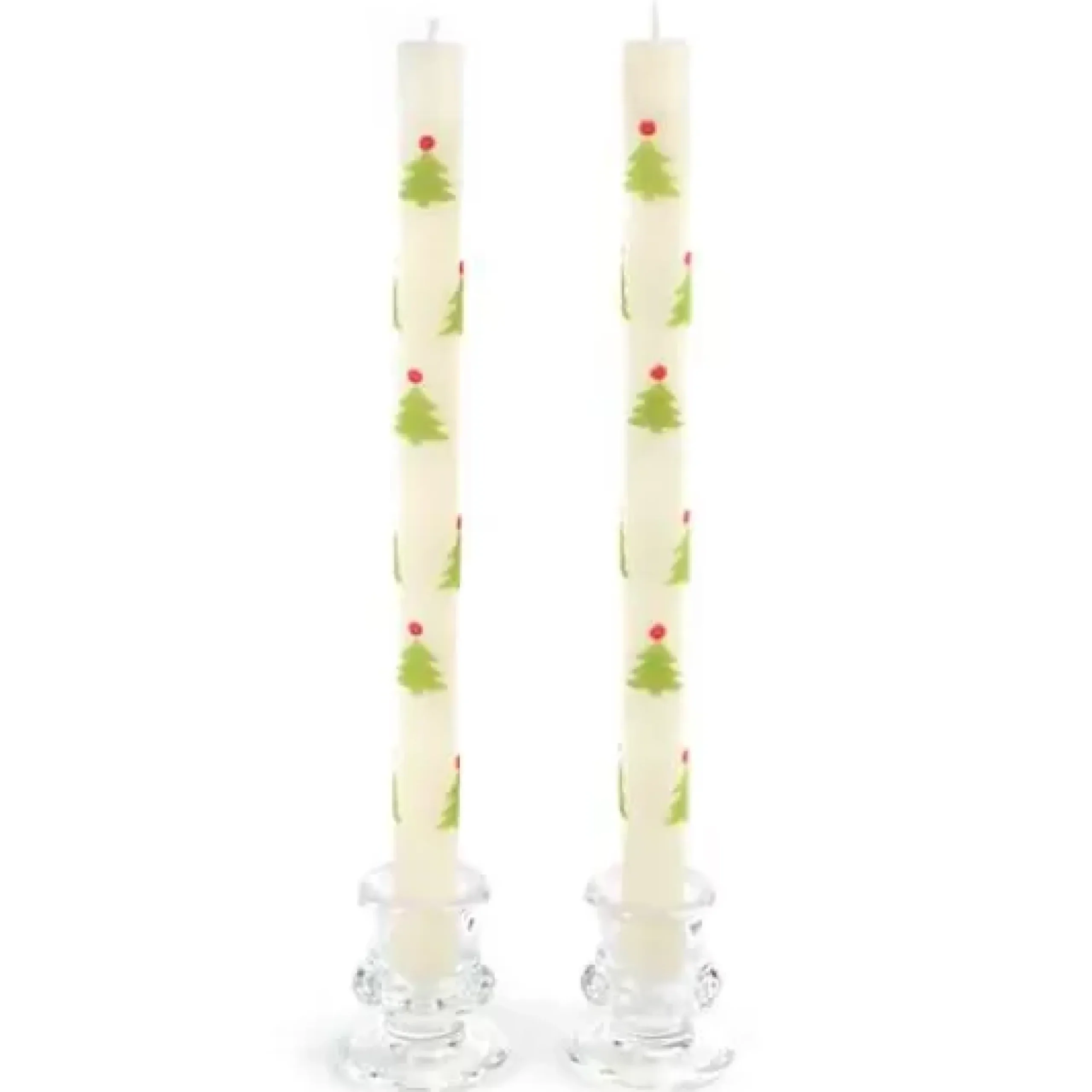 MacKenzie-Childs Christmas Tree Dinner Candles - Red Green - Set of 2< Holiday|Candles & Fragrances