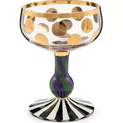 MacKenzie-Childs Cirque Purple  Green Coupe Glass< Drinkware|Bar Entertaining