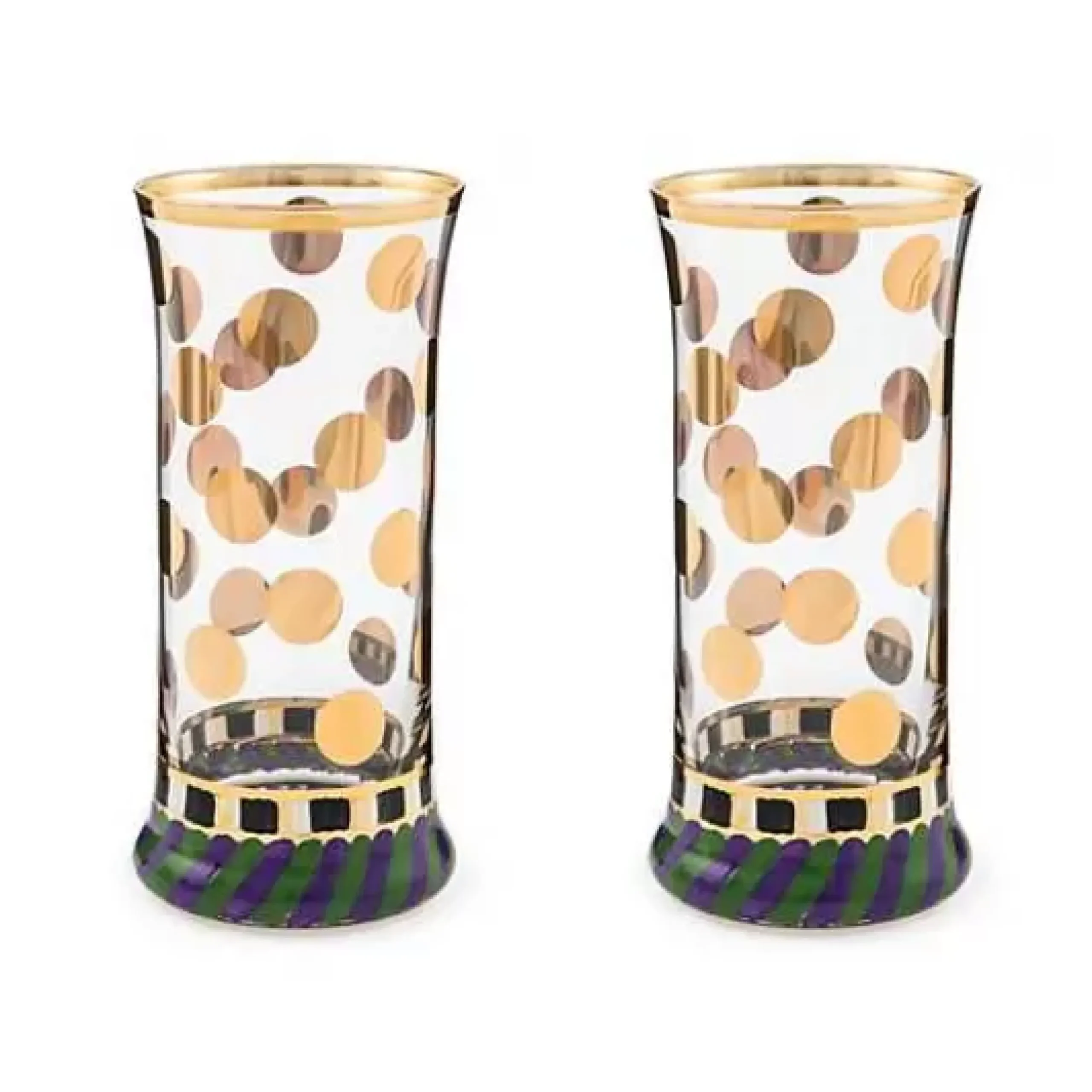 MacKenzie-Childs Cirque Purple Green Highball Glass, Set of 2< Holiday|Drinkware