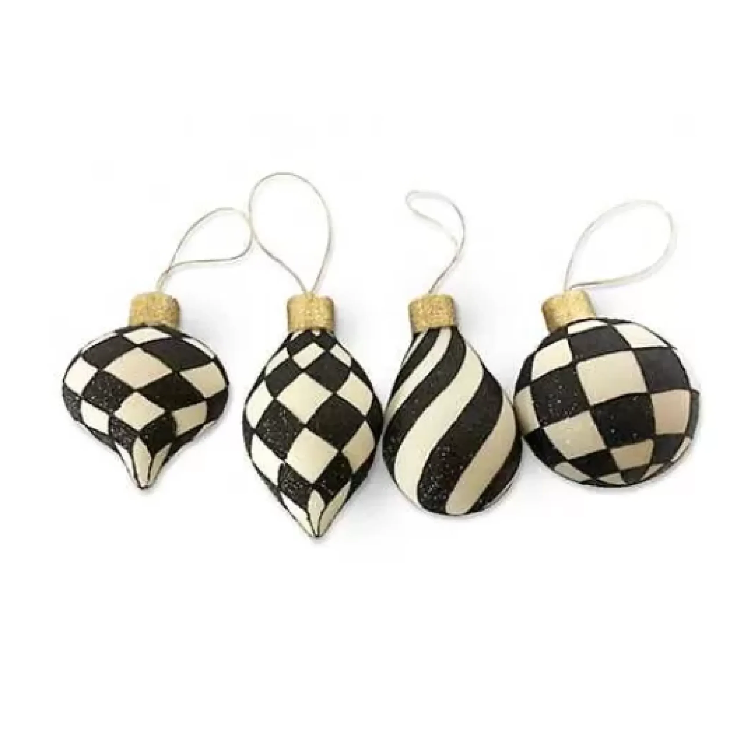 MacKenzie-Childs Classic Courtly Glass Ornaments, Set of 4< Holiday|Decor Sets