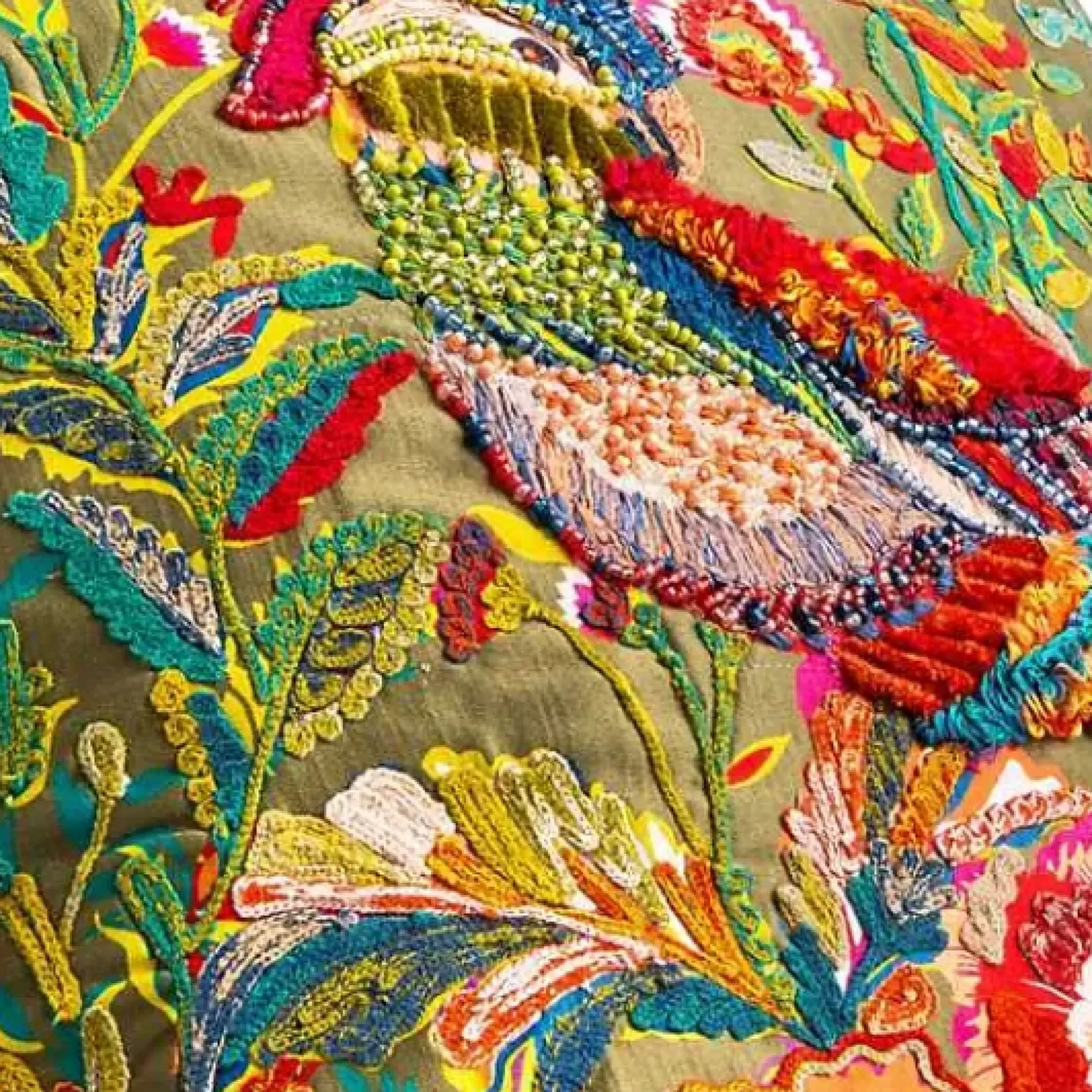 MacKenzie-Childs Cockatiel Chartreuse Throw Pillow< Spring|Pillows, Throws, & Cushions