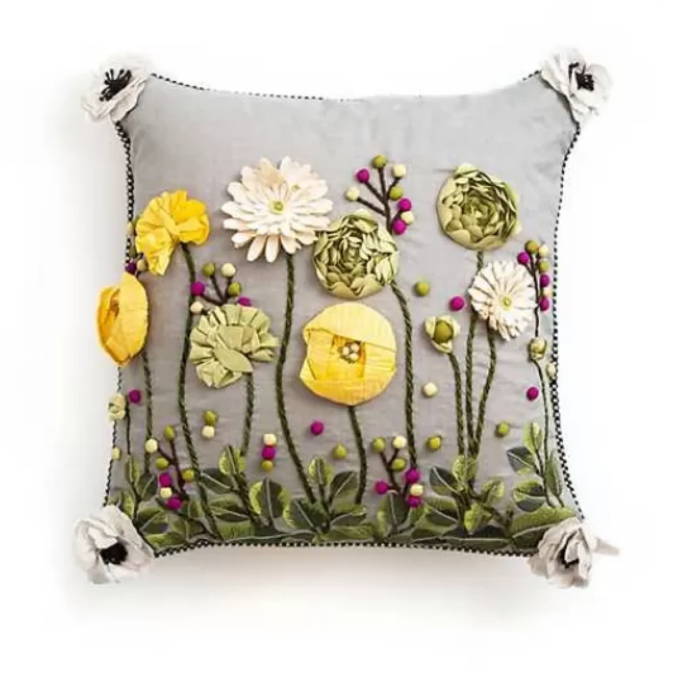 MacKenzie-Childs Coming Up Daisies Square Throw Pillow< Spring|Pillows, Throws, & Cushions