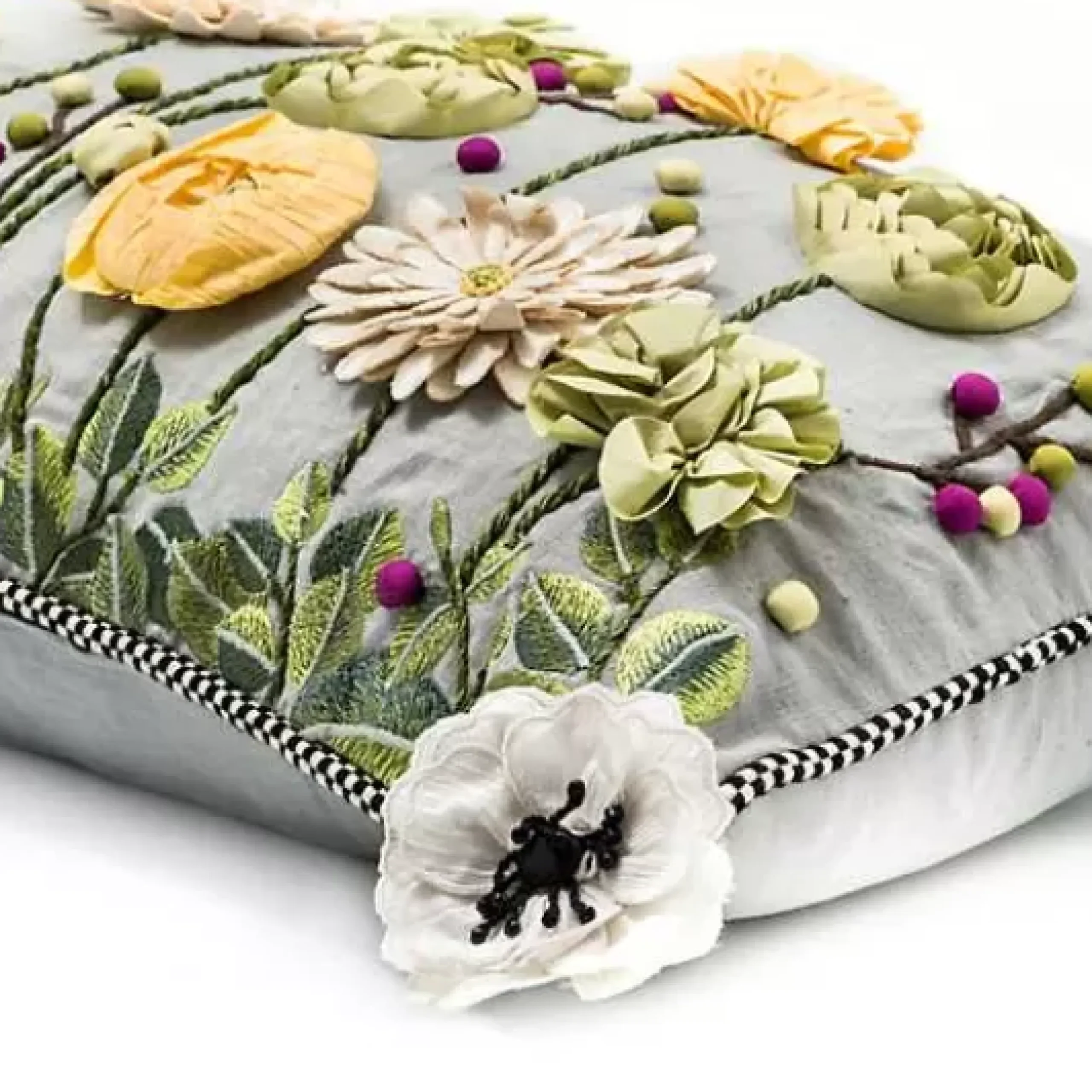 MacKenzie-Childs Coming Up Daisies Square Throw Pillow< Spring|Pillows, Throws, & Cushions