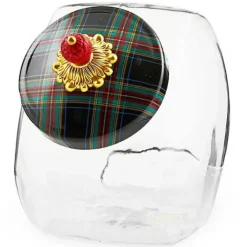 MacKenzie-Childs Cookie Jar with Black Tartan Lid< Kitchen Storage & Organization