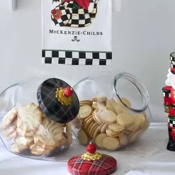 MacKenzie-Childs Cookie Jar with Black Tartan Lid< Kitchen Storage & Organization