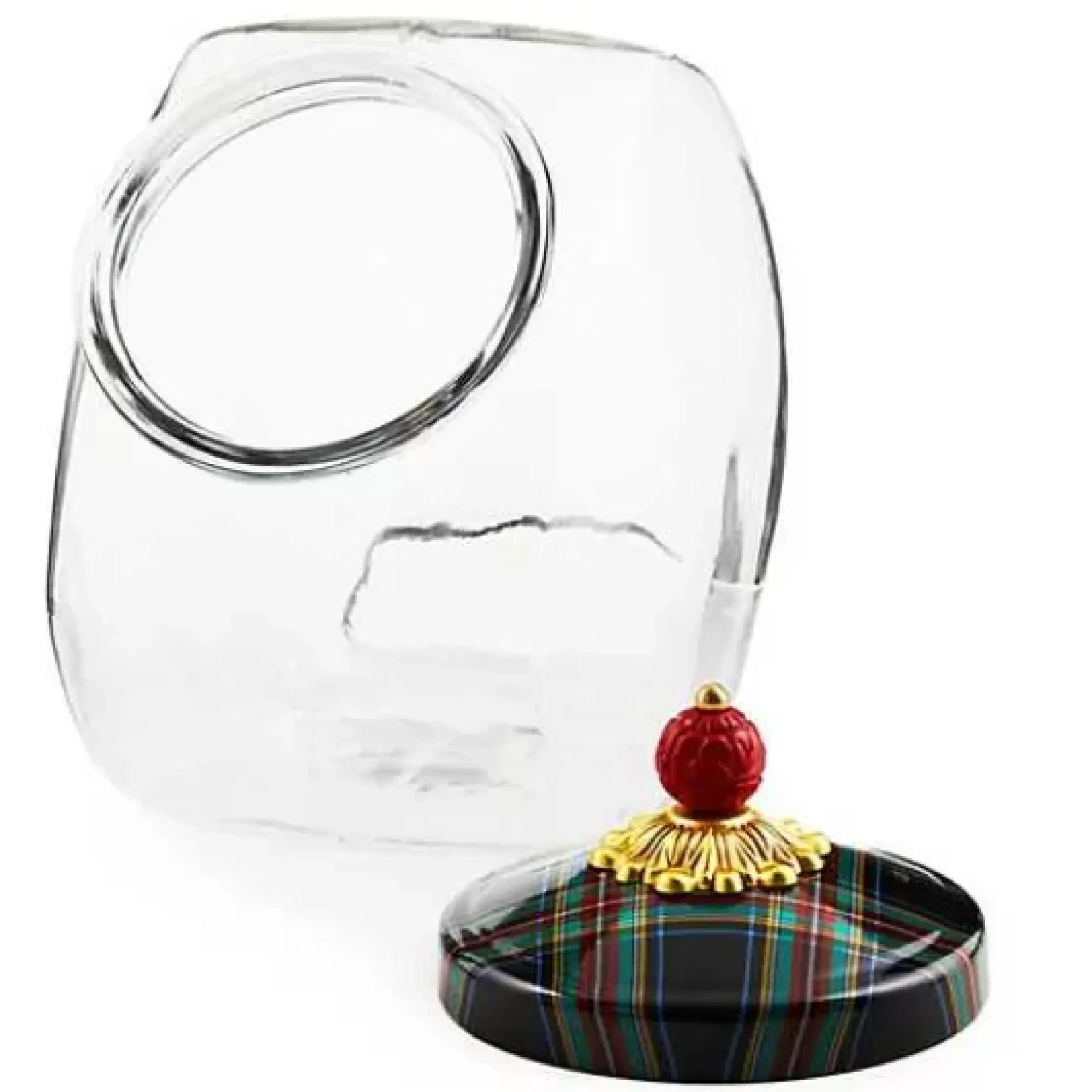 MacKenzie-Childs Cookie Jar with Black Tartan Lid< Kitchen Storage & Organization