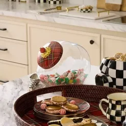 MacKenzie-Childs Cookie Jar with Red Tartan Lid< Kitchen Storage & Organization