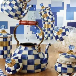 MacKenzie-Childs Cookie Jar with Royal Check Lid< Kitchen Storage & Organization