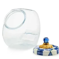 MacKenzie-Childs Cookie Jar with Royal Check Lid< Kitchen Storage & Organization