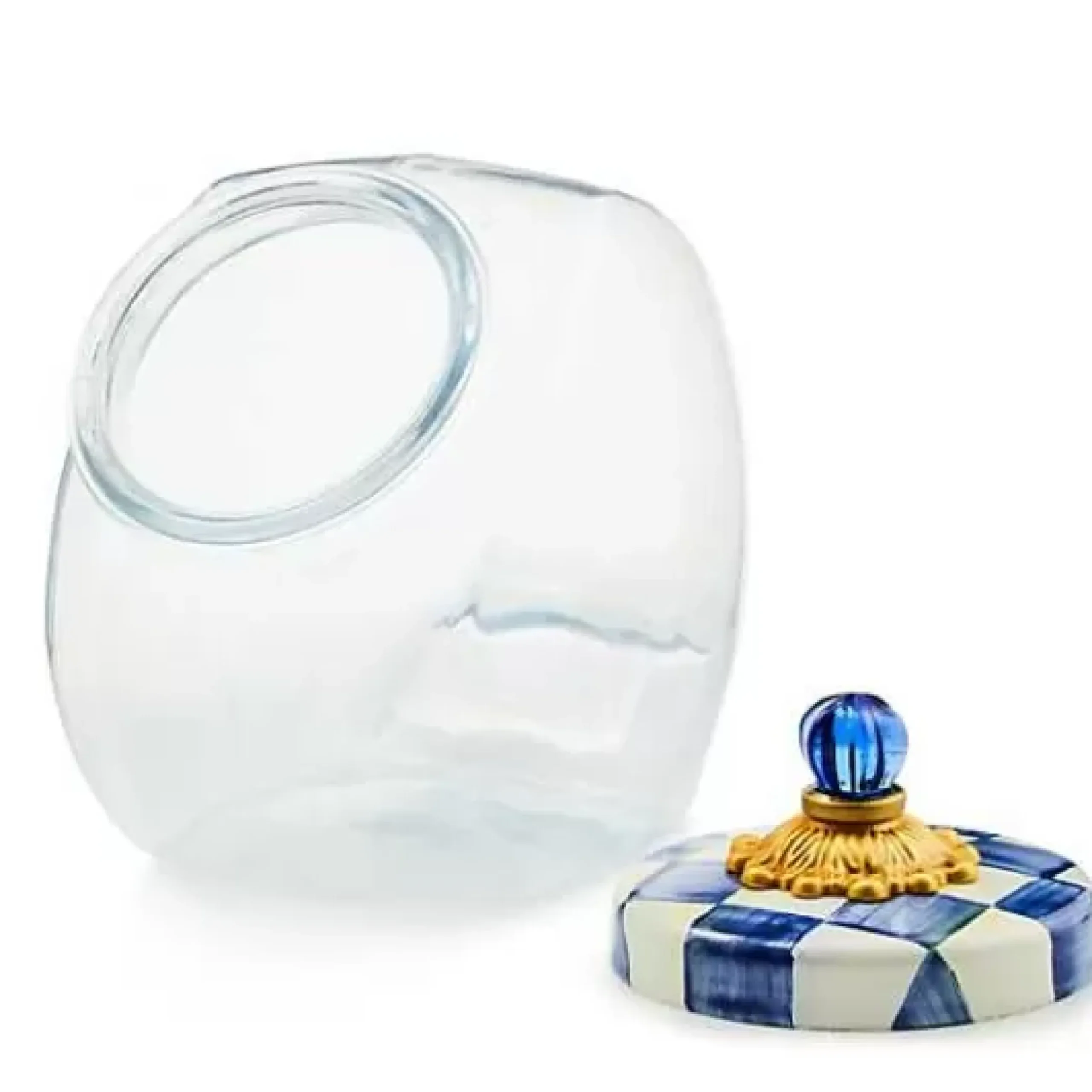 MacKenzie-Childs Cookie Jar with Royal Check Lid< Kitchen Storage & Organization