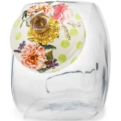 MacKenzie-Childs Cookie Jar with Wildflowers Green Lid< Kitchen Storage & Organization