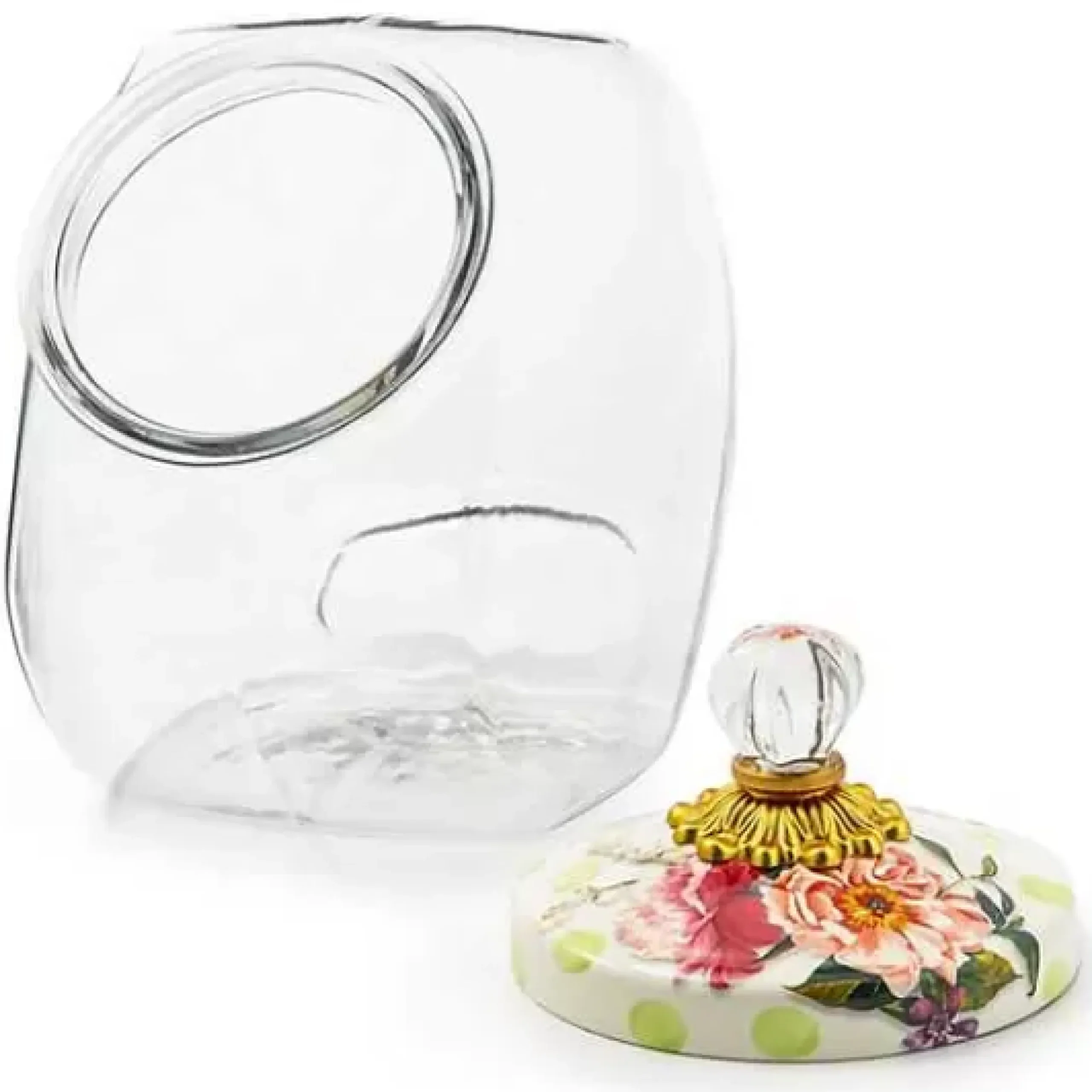 MacKenzie-Childs Cookie Jar with Wildflowers Green Lid< Kitchen Storage & Organization