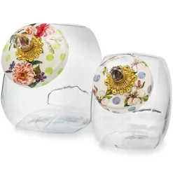 MacKenzie-Childs Cookie Jar with Wildflowers Green Lid< Kitchen Storage & Organization